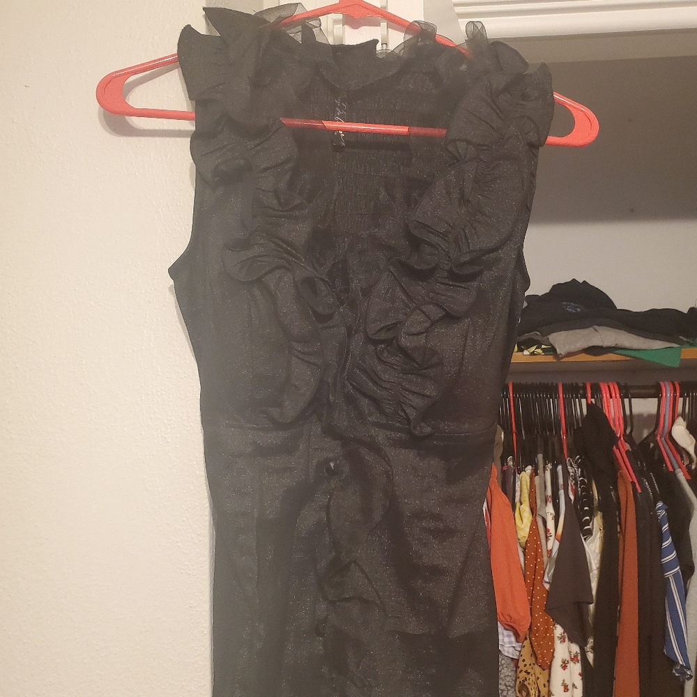 Black ruffle tank top